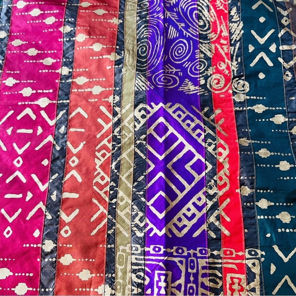 Bohemian Colorful Patterned Throw or Tablecloth with Tassels 40”x60” - Picture 5 of 10